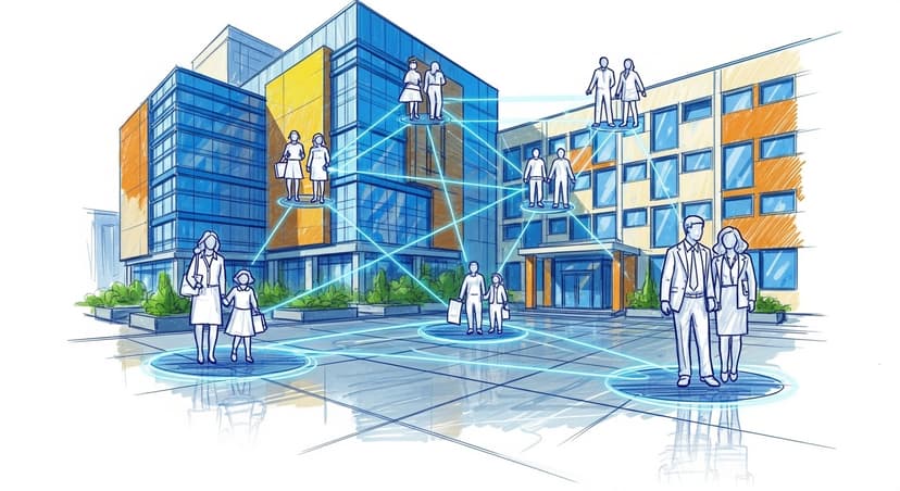 Connected education ecosystem showing admin, school, and students